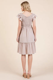 Lime 'N' Chili Ruffle Trim Smocked Dress with Contrast | Daverri Fashions