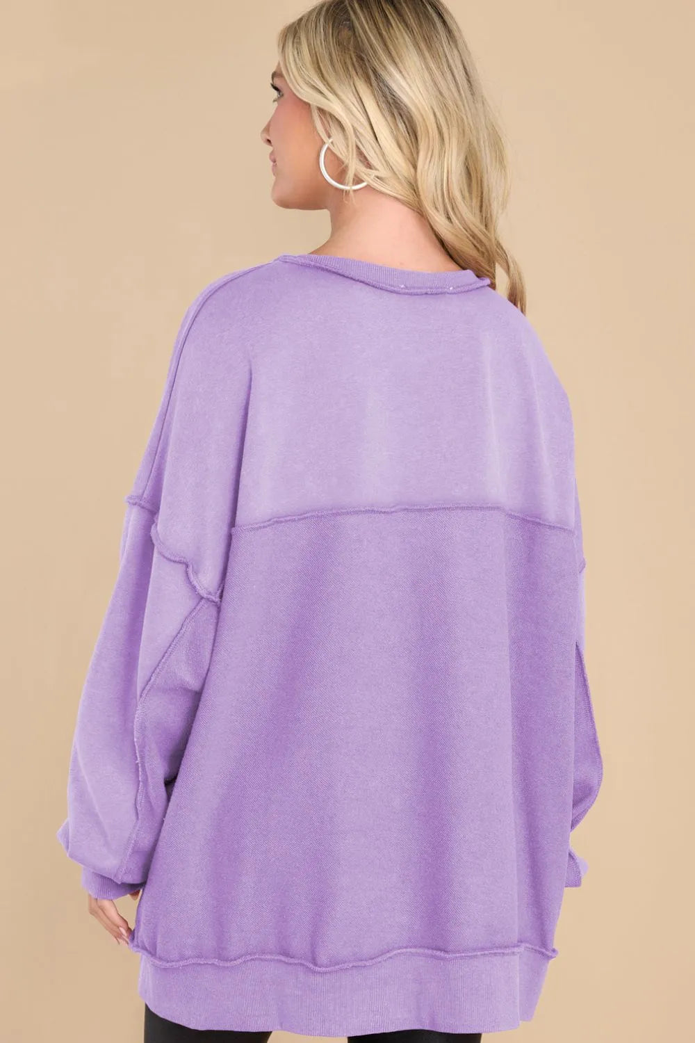 Exposed Seam Long Sleeve Sweatshirt | Sweatshirts Daverri Fashions