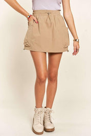 Tan ADORA Drawstring Skort with Pockets | Skorts Daverri Fashions