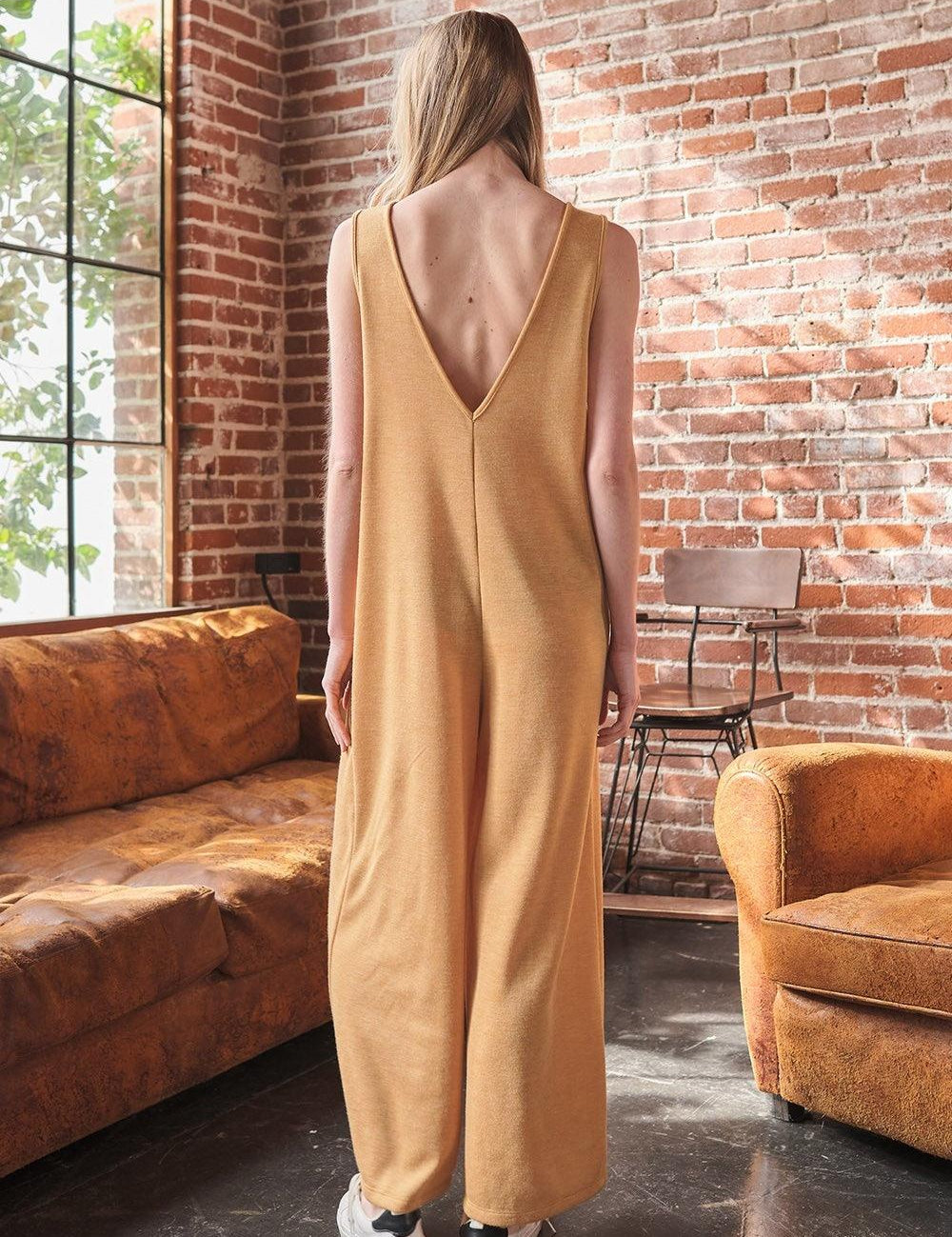 Ces Femme V-Neck Sleeveless Wide Leg Jumpsuit | Jumpsuits Daverri Fashions