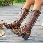 Western Embroidered Mid-Calf Boots | Boots Daverri Fashions