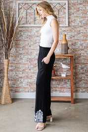 Heimish Full Size Solid Damask Casual Pants Plus Size | Pants Daverri Fashions