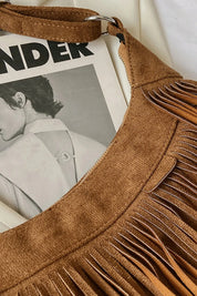 Suede Fringe Adjustable Strap Shoulder Bag | Handbags Daverri Fashions