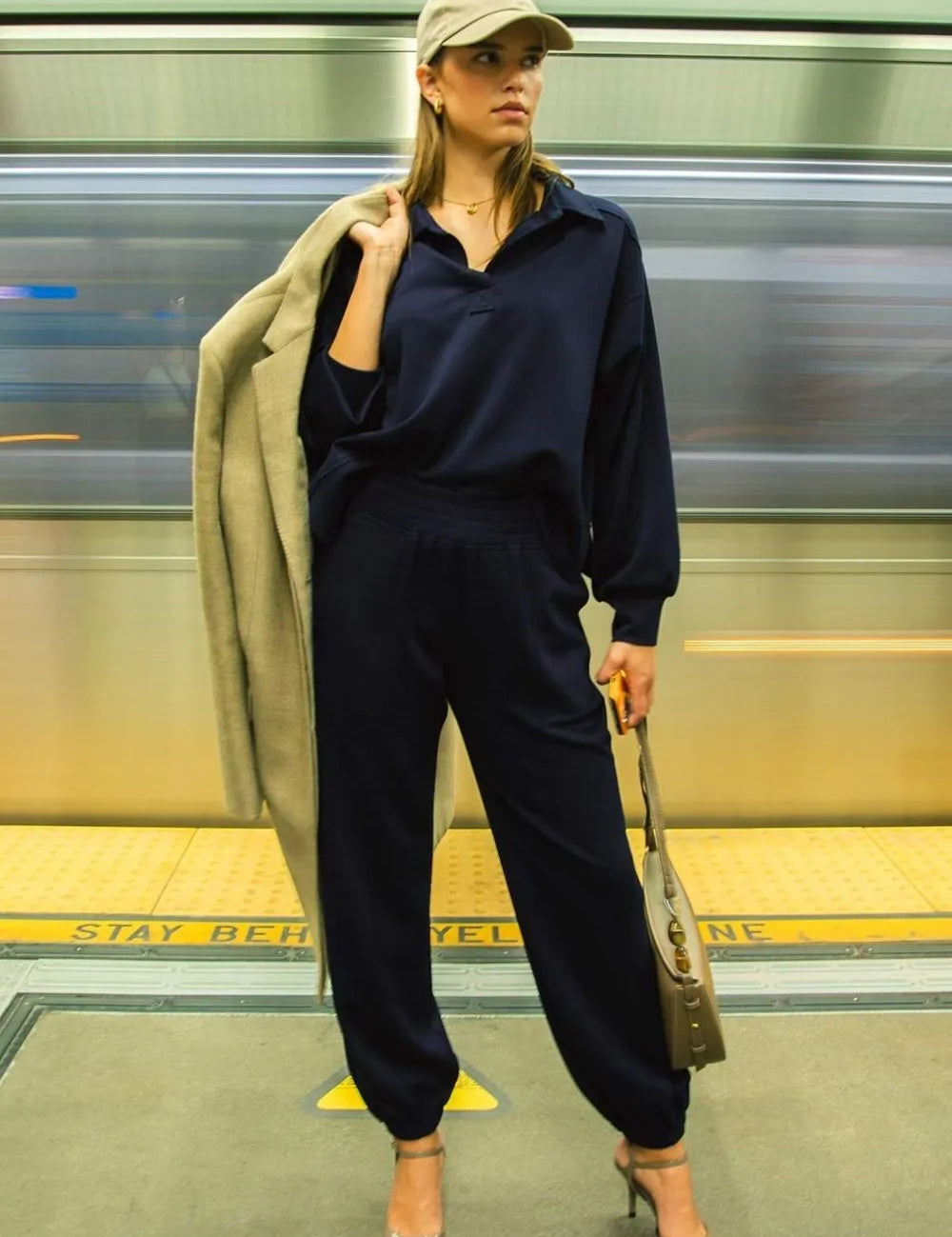 Umgee Drawstring Jogger Pants with Front Seam Detail Midnight | Joggers Daverri Fashions