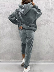 Kangaroo Pocket Hoodie and Pants Set | Loungewear Sets Daverri Fashions