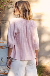 In February Textured Tie Neck Blouse | Daverri Fashions