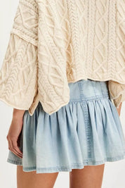 Buttoned Ruffled Mini Denim Skirt | Skirts Daverri Fashions