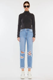 Kancan High Rise Distressed Mom Jeans | Jeans Daverri Fashions