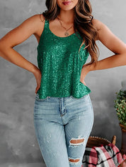 Sequin Scoop Neck Tank | Tank Tops Daverri Fashions