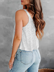 Sequin Scoop Neck Tank | Tank Tops Daverri Fashions