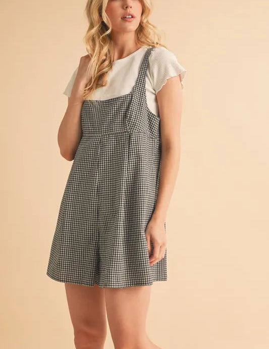 Aemi+Co Plaid Square Neck Romper | Daverri Fashions