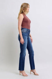 Judy Blue Full Size Washed Straight Leg Jeans with Pockets | Jeans Daverri Fashions