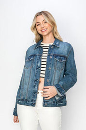 RISEN Full Size Distressed Button Up Jacket | Daverri Fashions