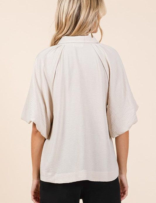 Mittoshop Airflow Short Bubble Sleeve Button Down Shirt | Daverri Fashions