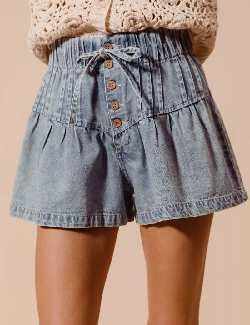 DENIM SO ME Flared Denim Shorts with Elasticized Waist | Denim Shorts Daverri Fashions