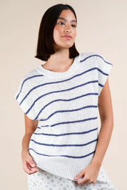 VERY J Striped Knit Sweater Vest Top | Sweaters Daverri Fashions