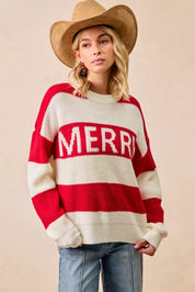 BiBi Christmas Merry Lettering Sweater | Sweaters Daverri Fashions