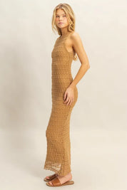 HYFVE Sleeveless Crochet Open Back Maxi Dress | Daverri Fashions