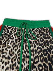 Leopard Round Neck Top and Pants Two-Piece Set | Loungewear Sets Daverri Fashions