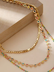 18K Gold-Plated Layered Resin Bead Necklace | Necklaces Daverri Fashions