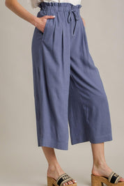 Umgee Full Size Linen Wide Fit Pants with Drawstring Plus Size | Pants Daverri Fashions