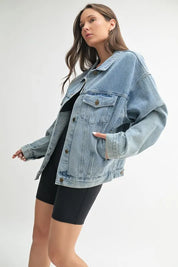 MONO B Boxy-Cut Denim Jacket | Daverri Fashions