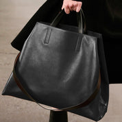 Black Cecily Leather Tote Bag | Tote Bags Daverri Fashions