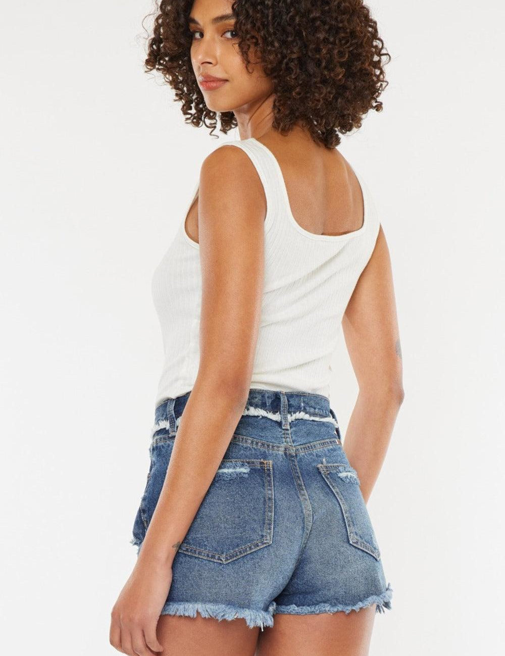 Kancan Distressed Button Fly Denim Shorts | Denim Shorts Daverri Fashions