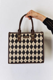 David Jones Argyle Pattern PU Leather Handbag | Handbags Daverri Fashions
