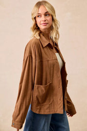BiBi Corduroy Relaxed Fit Shacket with Back Pleat | Shackets Daverri Fashions