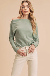 Aemi + Co One Shoulder Long Sleeve Knit Top | Daverri Fashions