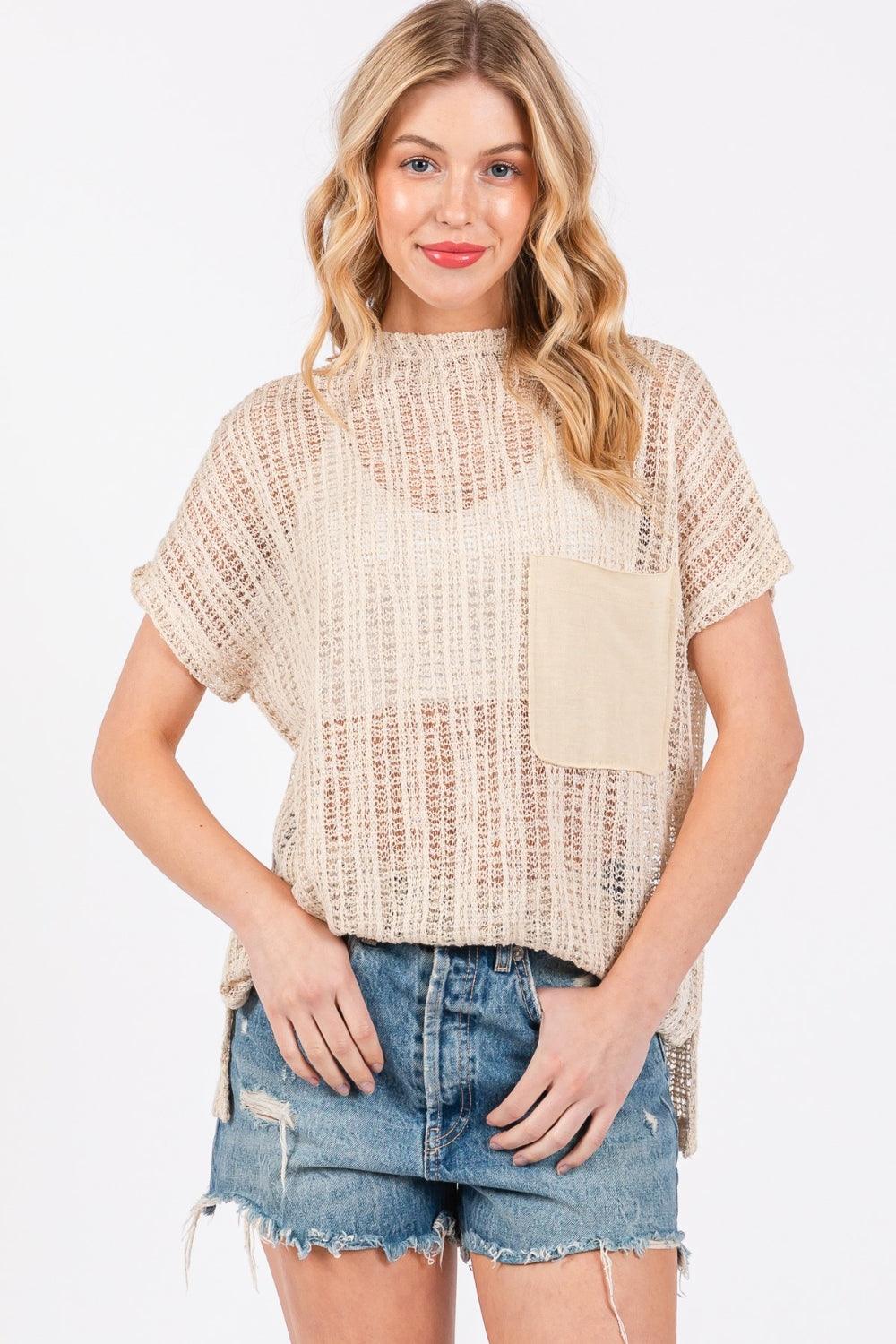 Ces Femme See Through Crochet Mock Neck Cover Up | Cover-Ups Daverri Fashions