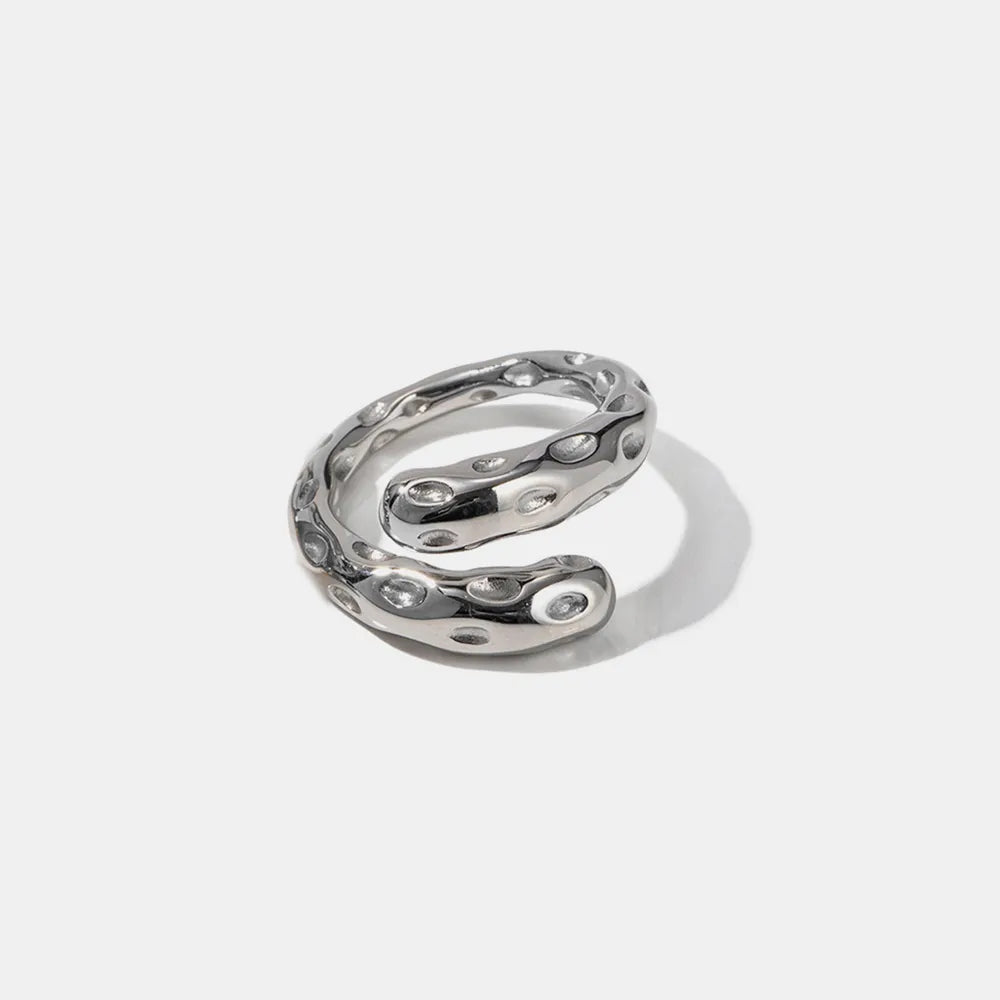 Silver One Size Titanium Steel Gold-Plated Bypass Ring | Rings Daverri Fashions