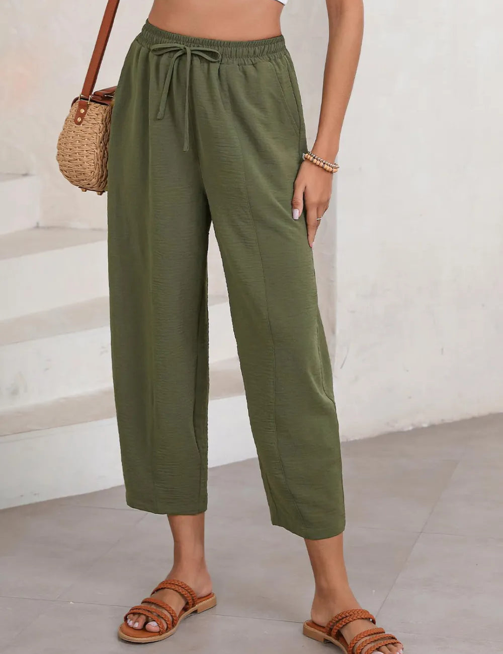 Full Size Drawstring Cropped Jogger Pants Plus Size | Pants Daverri Fashions