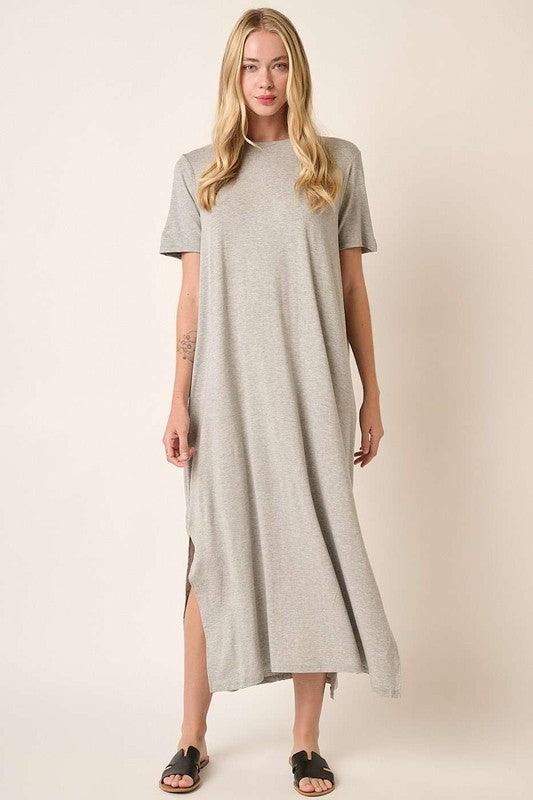 Mittoshop Side Slit Round Neck Short Sleeve Dress | Midi Dresses Daverri Fashions