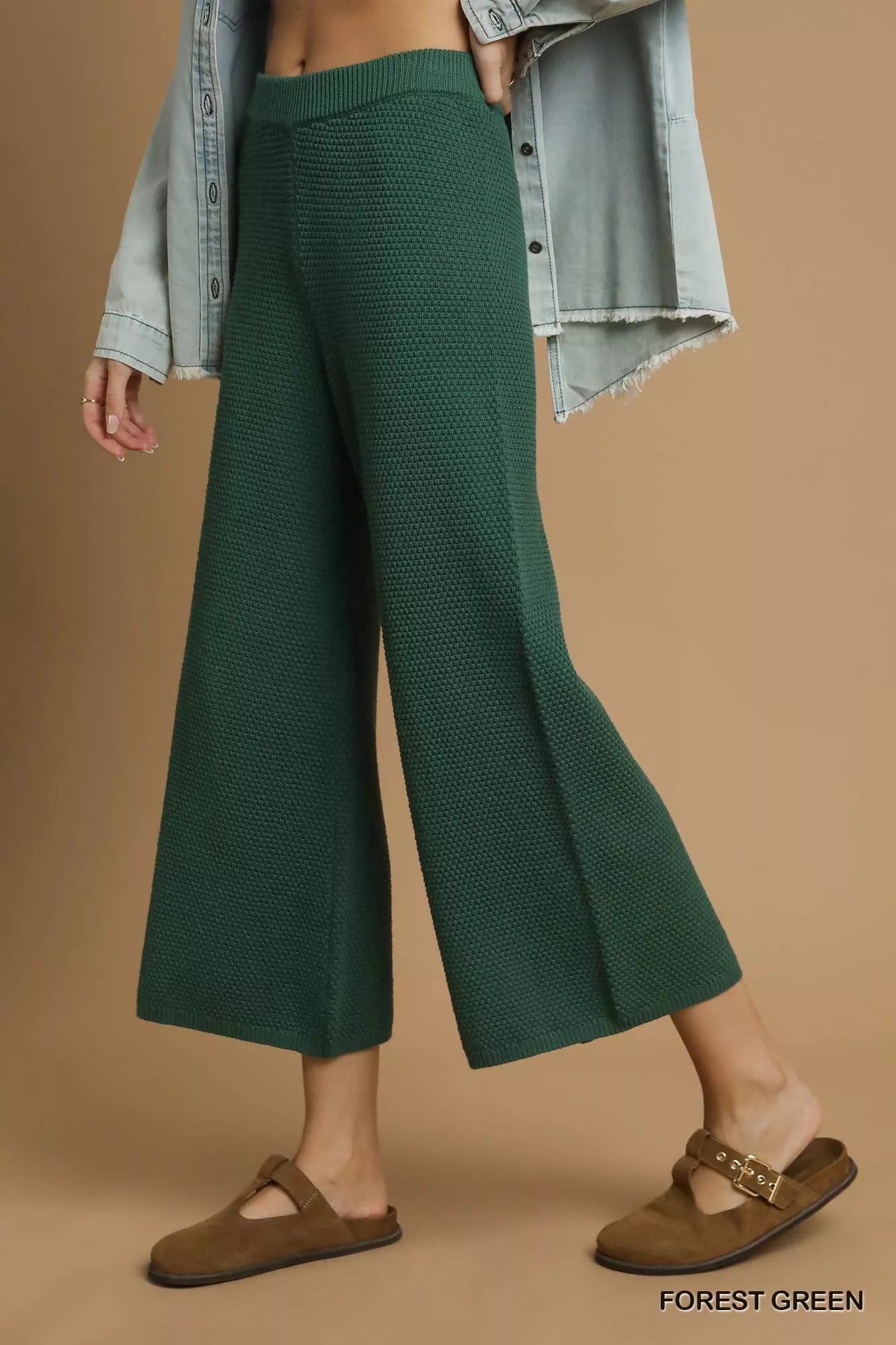Umgee Textured Knit Wide Leg Pants | Pants Daverri Fashions