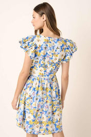 Mittoshop Floral V-Neck Cap Sleeve Mini Dress | Mini Dresses Daverri Fashions