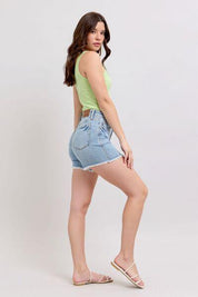 Judy Blue Tummy Control Raw Hem Denim Shorts | Denim Shorts Daverri Fashions