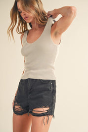 Pearl Aemi + Co Ribbed Wide Strap Knit Tank | Tank Tops Daverri Fashions