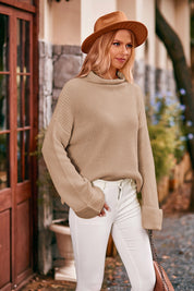 Mock Neck Drop Shoulder Sweater | Sweaters Daverri Fashions