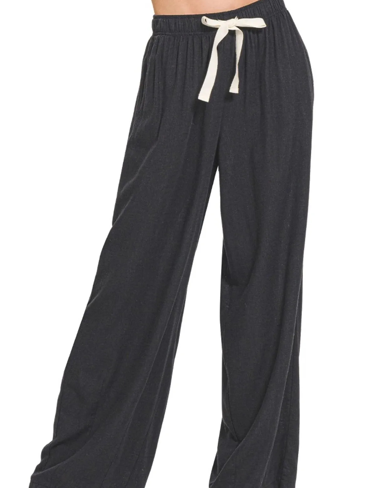 BLACK Zenana Linen Drawstring Pants Black | Pants Daverri Fashions