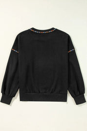 Valentine’s Day Rhinestone Heart Round Neck Long Sleeve Sweatshirt | Sweatshirts Daverri Fashions