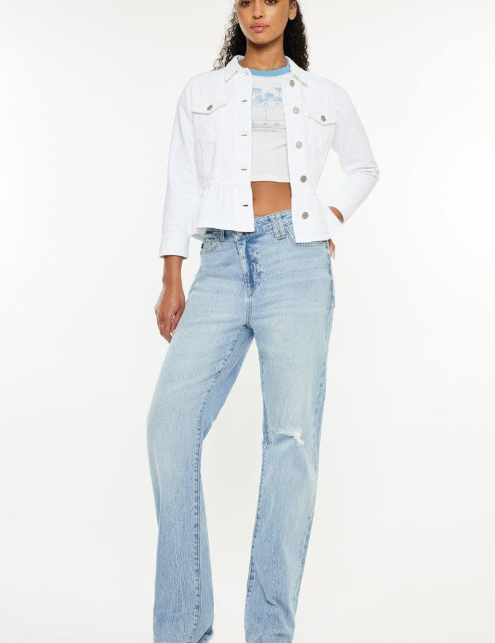 Light Kancan Distressed High Waist Straight Jeans | Daverri Fashions