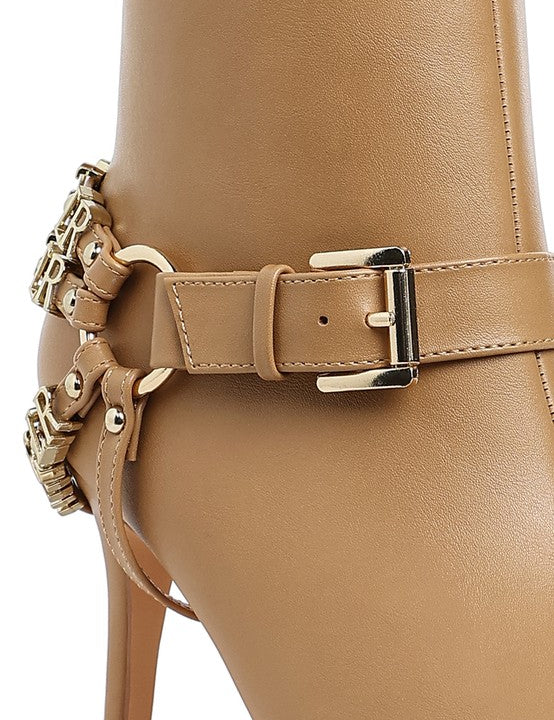 Nicene Harness Detail Stiletto Boots | Boots Daverri Fashions