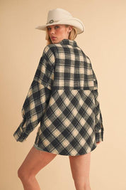 Aemi + Co Slit Plaid Half Zip Drop Shoulder Top | Tops Daverri Fashions