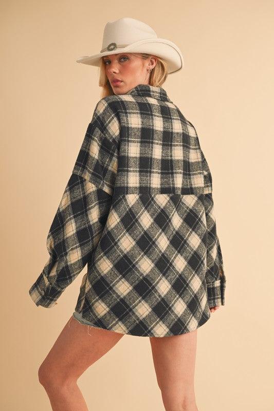 Aemi + Co Slit Plaid Half Zip Drop Shoulder Top | Tops Daverri Fashions