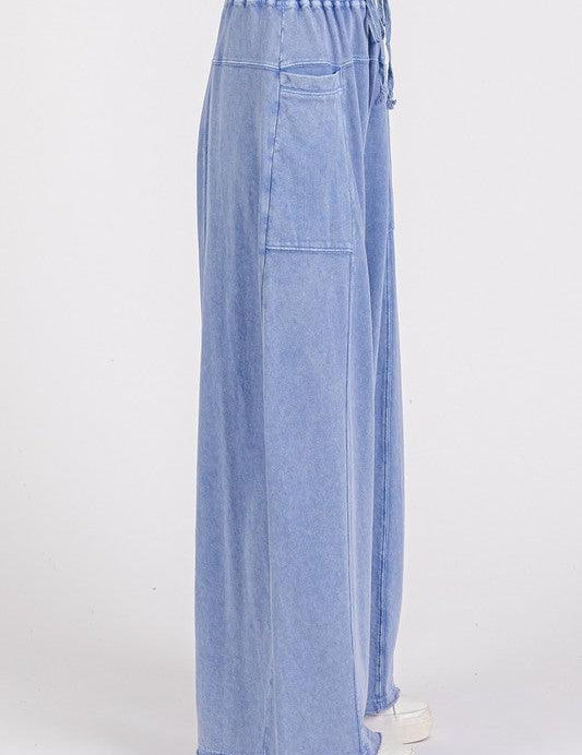 Mittoshop Mineral Wash Elastic Waist Baarrel Leg Baggy Pants | Pants Daverri Fashions