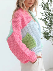 Color Block Open Front Cardigan | Daverri Fashions