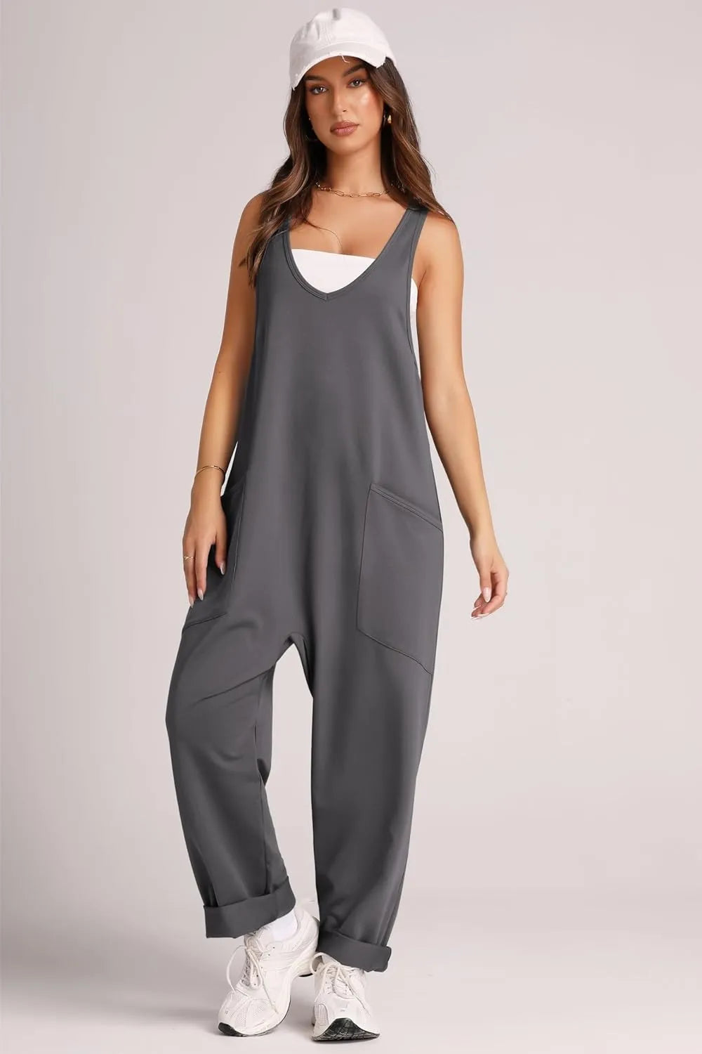 Lovelet Wide Strap Jumpsuit with Pockets | Overalls Daverri Fashions