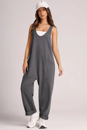 Lovelet Wide Strap Jumpsuit with Pockets | Overalls Daverri Fashions